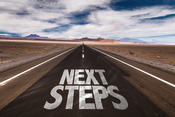 Next Steps written on desert road