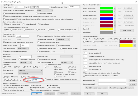 Cp/Cpk's in CheckMate Statistical Labels are Now Color-Coded